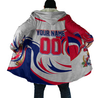 Personalized Haiti Football Champions Cloak Roaring Lion Soccer Mascot With Haiti Trophy Flag