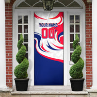 Personalized Haiti Football Champions Door Cover Roaring Lion Soccer Mascot With Haiti Trophy Flag