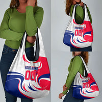 Personalized Haiti Football Champions Grocery Bag Roaring Lion Soccer Mascot With Haiti Trophy Flag
