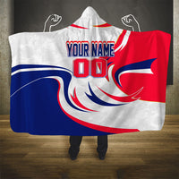 Personalized Haiti Football Champions Hooded Blanket Roaring Lion Soccer Mascot With Haiti Trophy Flag