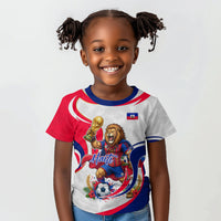 Personalized Haiti Football Champions Kid T shirt Roaring Lion Soccer Mascot With Haiti Trophy Flag