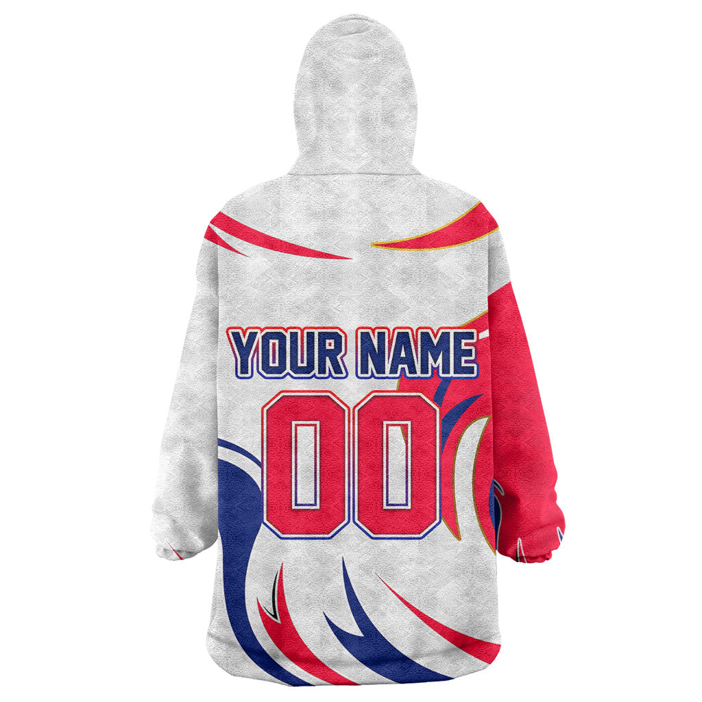 Personalized Haiti Football Champions Kid Wearable Blanket Hoodie Roaring Lion Soccer Mascot With Haiti Trophy Flag