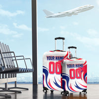 Personalized Haiti Football Champions Luggage Cover Roaring Lion Soccer Mascot With Haiti Trophy Flag
