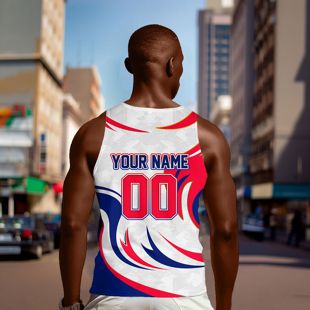 Personalized Haiti Football Champions Men Tank Top Roaring Lion Soccer Mascot With Haiti Trophy Flag