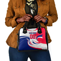 Personalized Haiti Football Champions Shoulder Handbag Roaring Lion Soccer Mascot With Haiti Trophy Flag