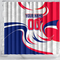 Personalized Haiti Football Champions Shower Curtain Roaring Lion Soccer Mascot With Haiti Trophy Flag