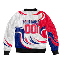 Personalized Haiti Football Champions Sleeve Zip Bomber Jacket Roaring Lion Soccer Mascot With Haiti Trophy Flag