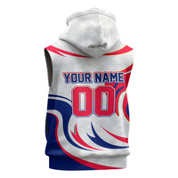 Personalized Haiti Football Champions Sleeveless Hoodie Roaring Lion Soccer Mascot With Haiti Trophy Flag