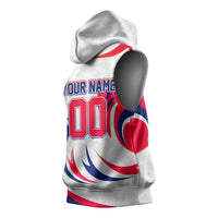 Personalized Haiti Football Champions Sleeveless Hoodie Roaring Lion Soccer Mascot With Haiti Trophy Flag
