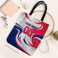 Personalized Haiti Football Champions Tote Bag Roaring Lion Soccer Mascot With Haiti Trophy Flag