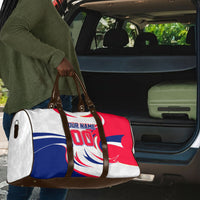 Personalized Haiti Football Champions Travel Bag Roaring Lion Soccer Mascot With Haiti Trophy Flag