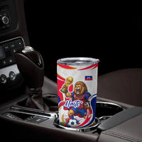 Personalized Haiti Football Champions Tumbler Cup Roaring Lion Soccer Mascot With Haiti Trophy Flag