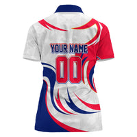 Personalized Haiti Football Champions Women Polo Shirt Roaring Lion Soccer Mascot With Haiti Trophy Flag