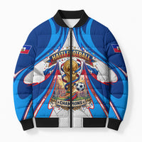 Personalized Haiti Football Champions Bomber Puffer Jacket World Soccer Winning Trophy 2026