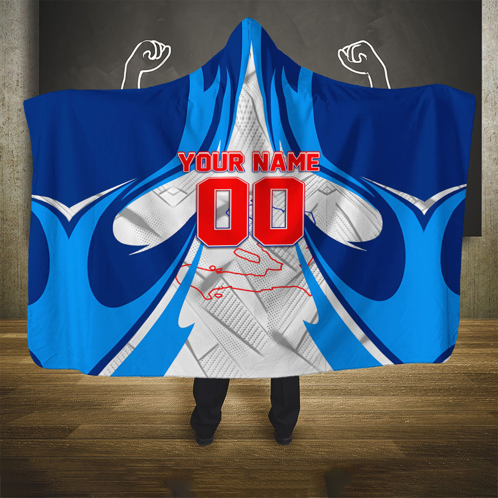 Personalized Haiti Football Champions Hooded Blanket World Soccer Winning Trophy 2026