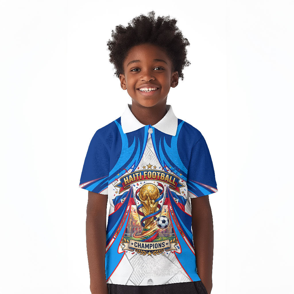 Personalized Haiti Football Champions Kid Polo Shirt World Soccer Winning Trophy 2026