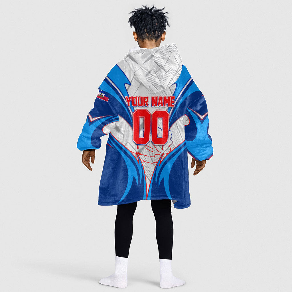 Personalized Haiti Football Champions Kid Wearable Blanket Hoodie World Soccer Winning Trophy 2026