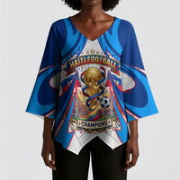 Personalized Haiti Football Champions Kimono Sleeve Blouse World Soccer Winning Trophy 2026