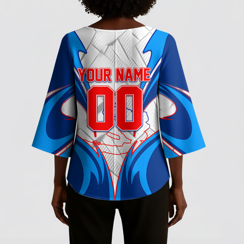 Personalized Haiti Football Champions Kimono Sleeve Blouse World Soccer Winning Trophy 2026