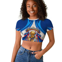 Personalized Haiti Football Champions Raglan Cropped T shirt World Soccer Winning Trophy 2026