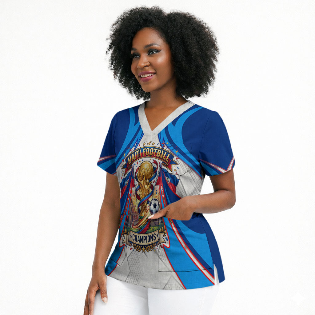 Personalized Haiti Football Champions Scrub Top World Soccer Winning Trophy 2026