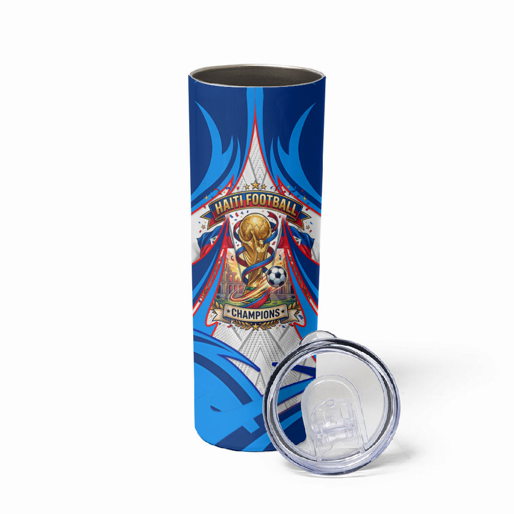 Personalized Haiti Football Champions Skinny Tumbler World Soccer Winning Trophy 2026