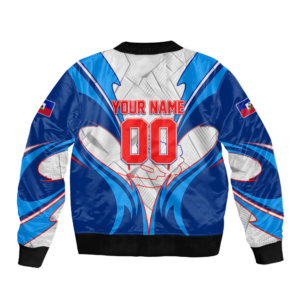 Personalized Haiti Football Champions Sleeve Zip Bomber Jacket World Soccer Winning Trophy 2026
