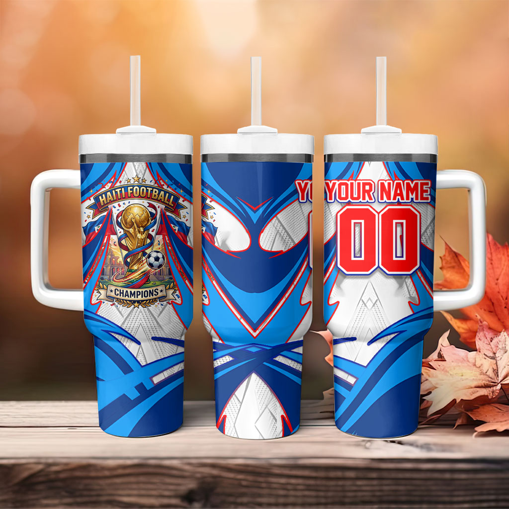Personalized Haiti Football Champions Tumbler With Handle World Soccer Winning Trophy 2026