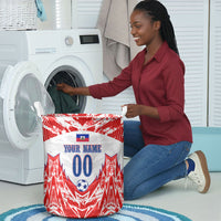 Custom Haiti Football Champions Laundry Basket Haitian Soccer Fan - Tanbou Drums Tropical Flowers