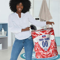 Custom Haiti Football Champions Laundry Basket Haitian Soccer Fan - Tanbou Drums Tropical Flowers