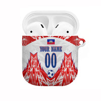 Custom Haiti Football Champions AirPods Case Haitian Soccer Fan - Tanbou Drums Tropical Flowers