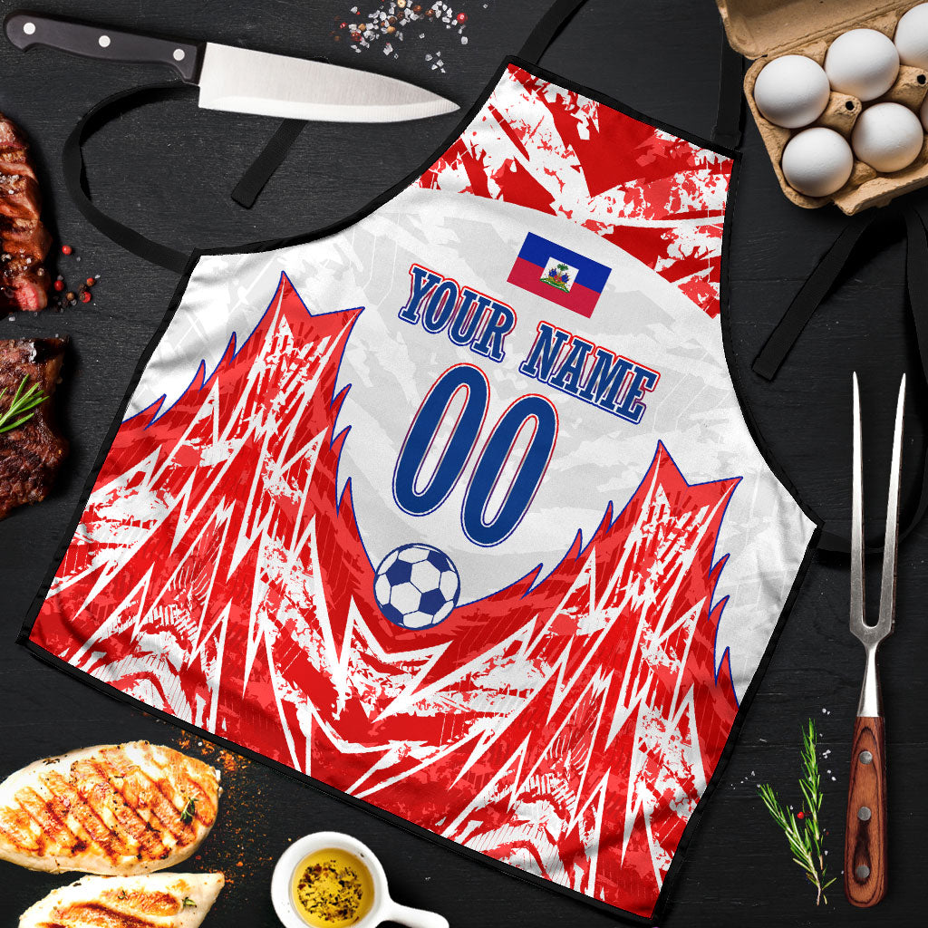Custom Haiti Football Champions Apron Haitian Soccer Fan - Tanbou Drums Tropical Flowers