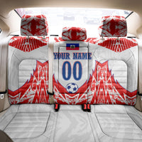 Custom Haiti Football Champions Back Car Seat Cover Haitian Soccer Fan - Tanbou Drums Tropical Flowers