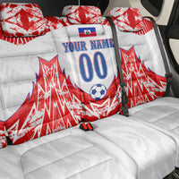 Custom Haiti Football Champions Back Car Seat Cover Haitian Soccer Fan - Tanbou Drums Tropical Flowers