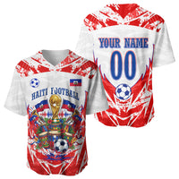 Custom Haiti Football Champions Baseball Jersey Haitian Soccer Fan - Tanbou Drums Tropical Flowers