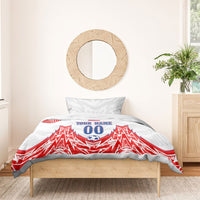Custom Haiti Football Champions Bedding Set Haitian Soccer Fan - Tanbou Drums Tropical Flowers