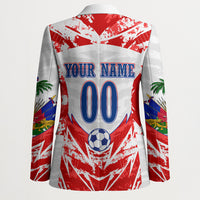 Custom Haiti Football Champions Blazer Haitian Soccer Fan - Tanbou Drums Tropical Flowers