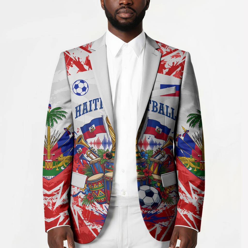 Custom Haiti Football Champions Blazer Haitian Soccer Fan - Tanbou Drums Tropical Flowers