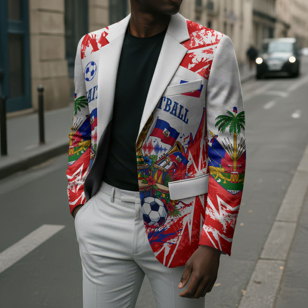 Custom Haiti Football Champions Blazer Haitian Soccer Fan - Tanbou Drums Tropical Flowers