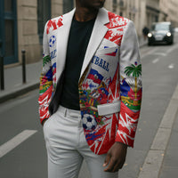 Custom Haiti Football Champions Blazer Haitian Soccer Fan - Tanbou Drums Tropical Flowers