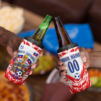 Custom Haiti Football Champions 4 in 1 Can Cooler Tumbler Haitian Soccer Fan - Tanbou Drums Tropical Flowers