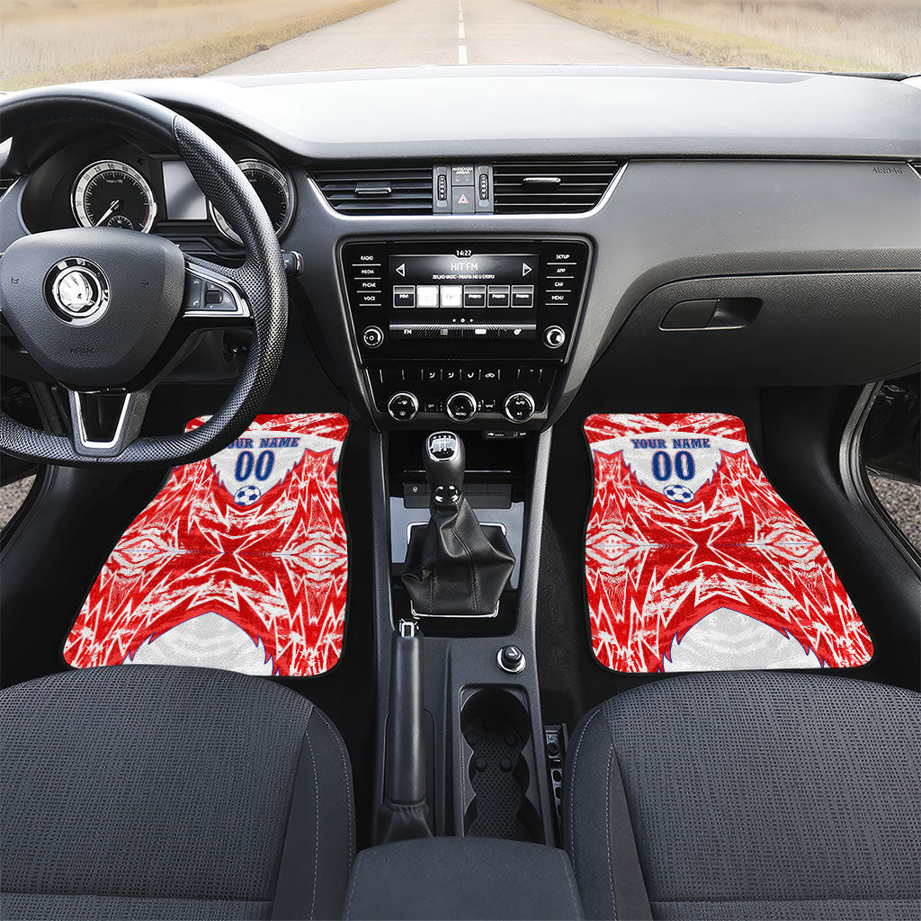 Custom Haiti Football Champions Car Mats Haitian Soccer Fan - Tanbou Drums Tropical Flowers