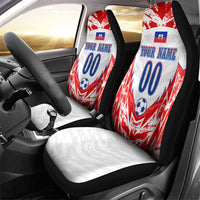 Custom Haiti Football Champions Car Seat Cover Haitian Soccer Fan - Tanbou Drums Tropical Flowers