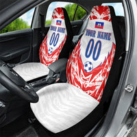 Custom Haiti Football Champions Car Seat Cover Haitian Soccer Fan - Tanbou Drums Tropical Flowers
