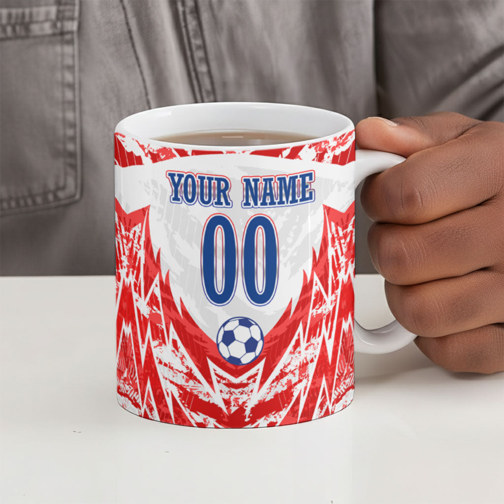Custom Haiti Football Champions Ceramic Mug Haitian Soccer Fan - Tanbou Drums Tropical Flowers