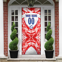 Custom Haiti Football Champions Door Cover Haitian Soccer Fan - Tanbou Drums Tropical Flowers
