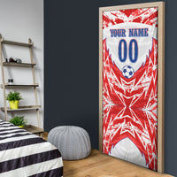 Custom Haiti Football Champions Door Cover Haitian Soccer Fan - Tanbou Drums Tropical Flowers