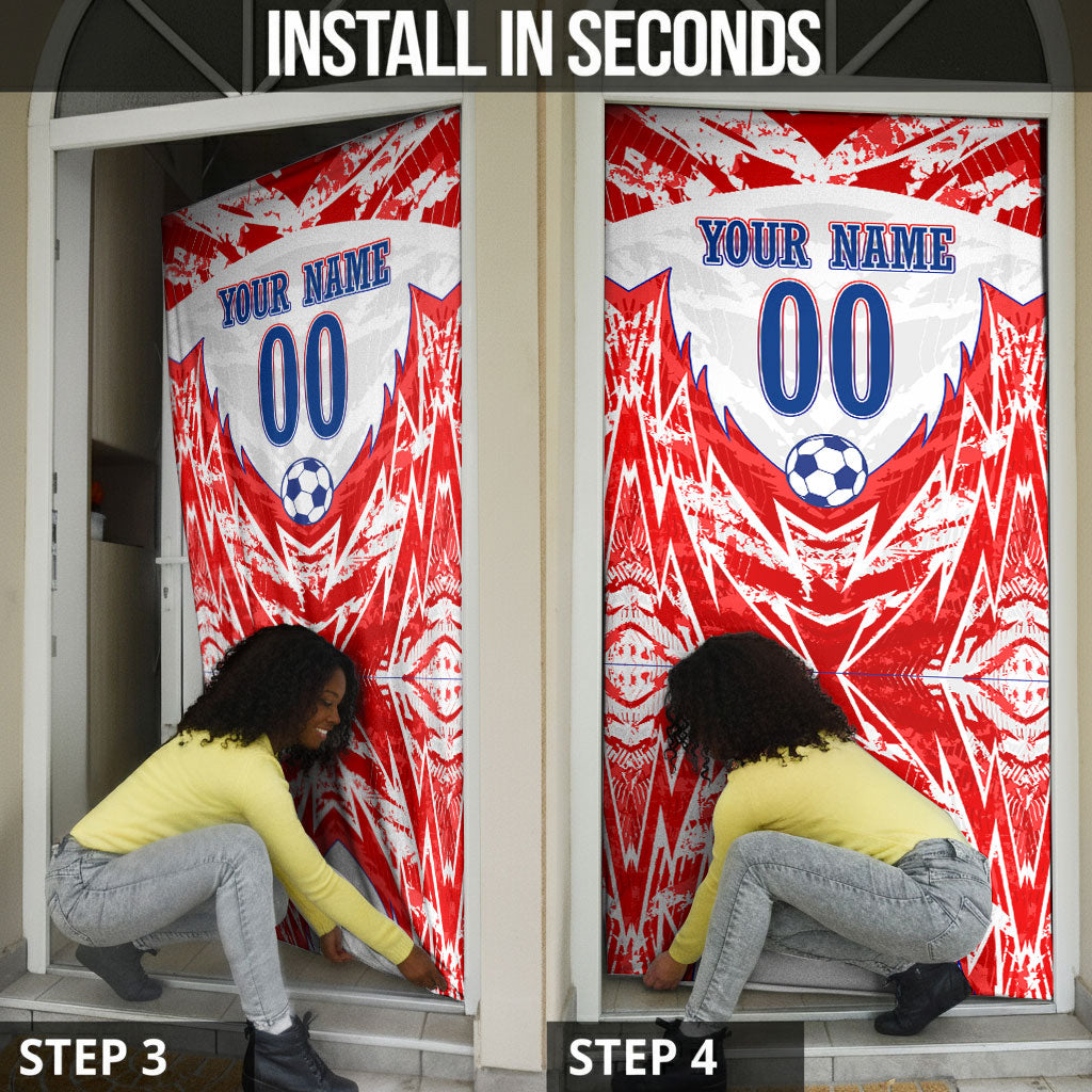 Custom Haiti Football Champions Door Cover Haitian Soccer Fan - Tanbou Drums Tropical Flowers