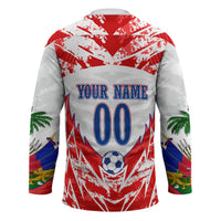 Custom Haiti Football Champions Hockey Jersey Haitian Soccer Fan - Tanbou Drums Tropical Flowers
