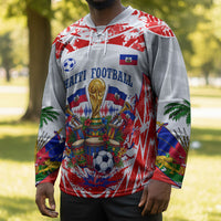 Custom Haiti Football Champions Hockey Jersey Haitian Soccer Fan - Tanbou Drums Tropical Flowers